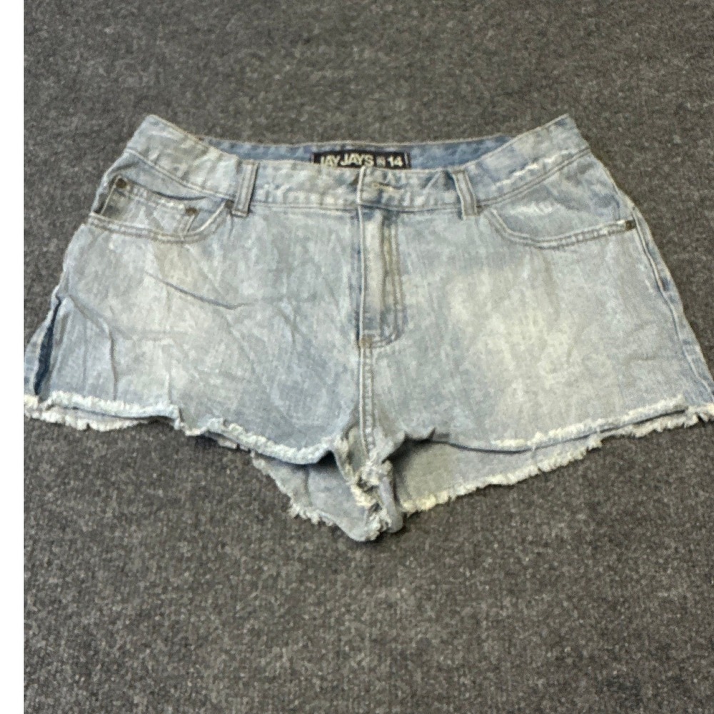 Jay Jays Denim Shorts Womens Size 14 Light Wash Raw Hem Casual Frayed Cotton